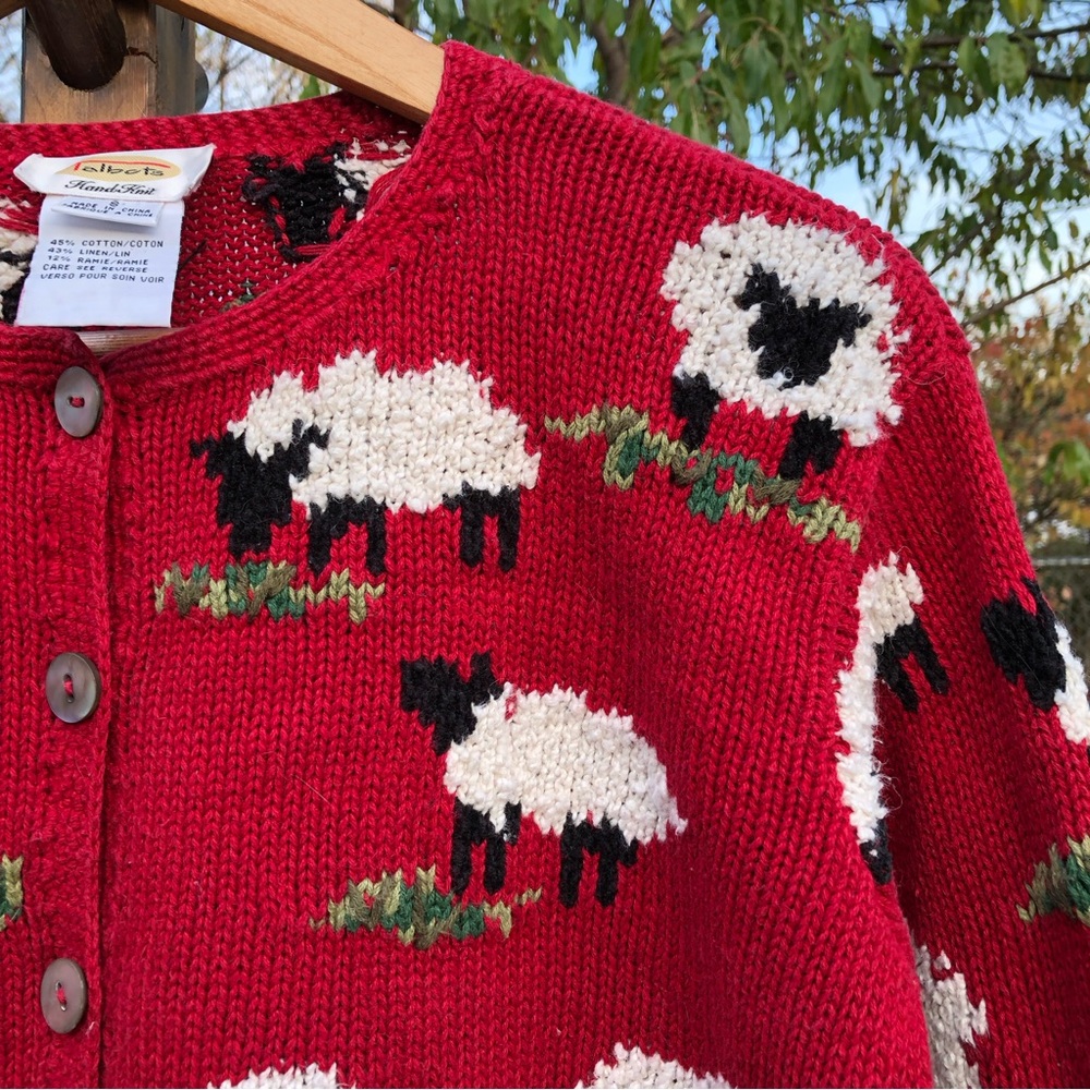 Talbots Hand Knit Sheep Cardigan - Picture 4 of 6